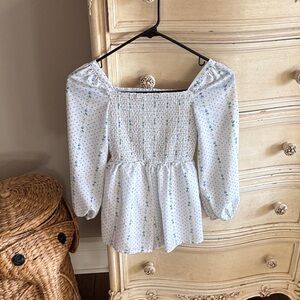 Janie and Jack White Floral Smocked romper